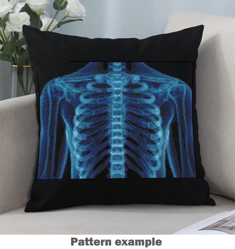 Human Rib Cage X Ray Cross Stitch Pattern PDF, Chest Anatomy Embroidery Design, Medical Skeleton Wall Art Download - NuttyHappyHobby