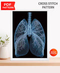 Lungs Cross Stitch Pattern PDF, Human Anatomy Embroidery, Medical Cross Stitch Pattern, Gothic Anatomy Art, Dark Academia Decor Download - NuttyHappyHobby