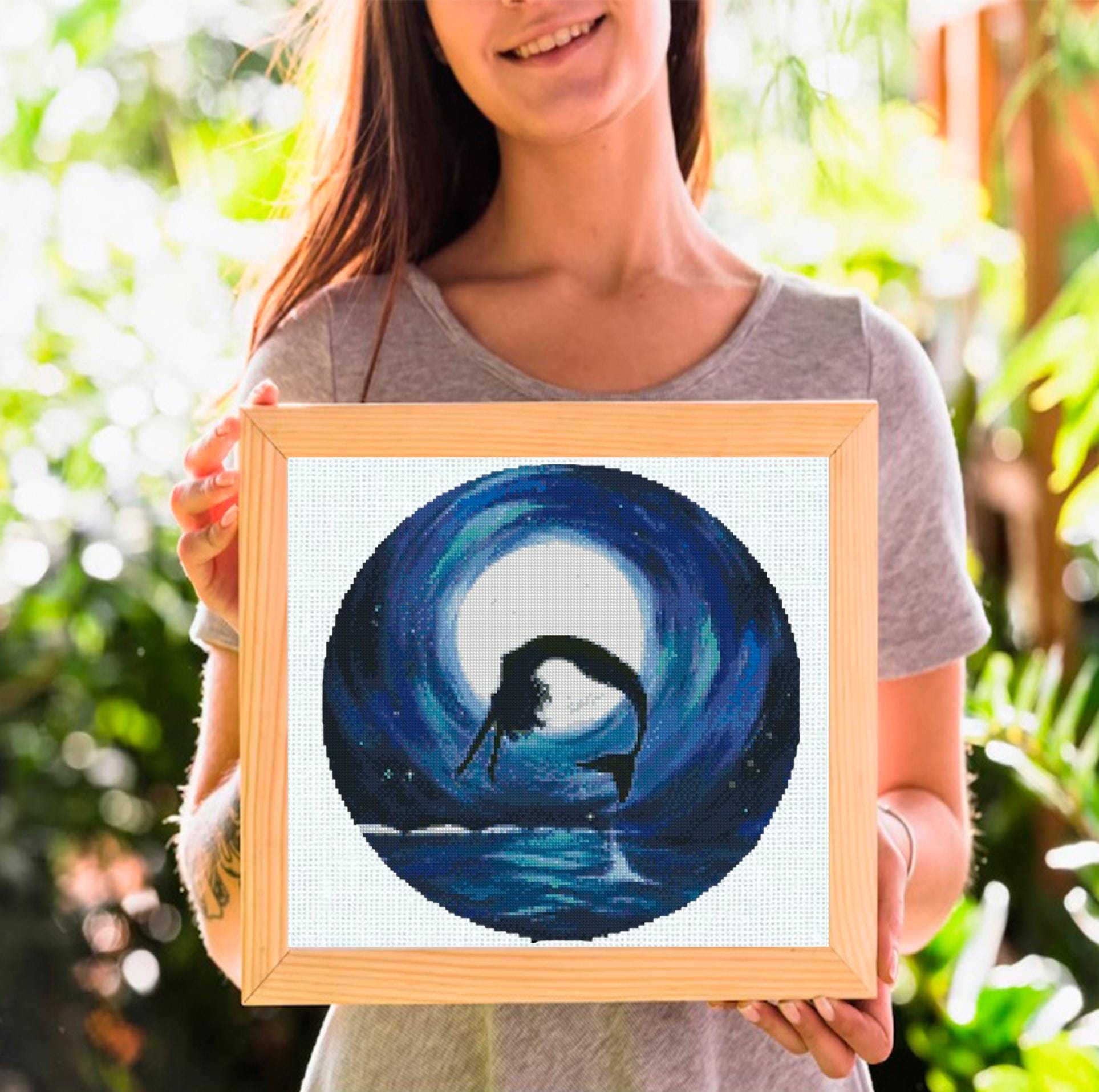 Mermaid Cross Stitch Pattern PDF, Ocean Wave Mermaid Embroidery Design, Fantasy Mermaid Cross Stitch, Underwater Cross Stitch Download - NuttyHappyHobby