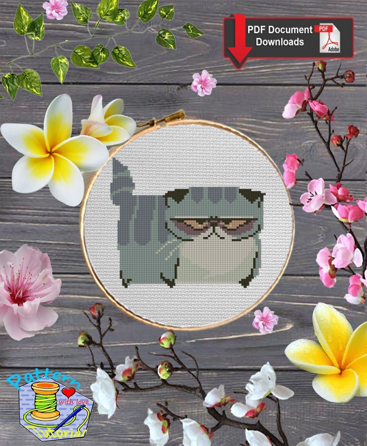 Mini Cat Cross Stitch Pattern PDF, Cute Small Cat Embroidery Design, Beginner Cross Stitch Chart, Animal Needlework Pattern, Pet patterns - NuttyHappyHobby