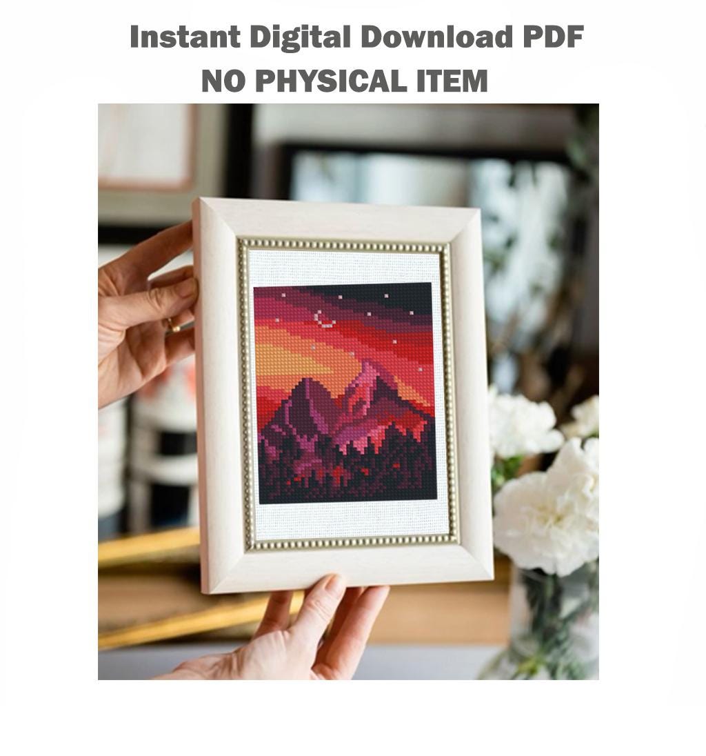 Mini Landscape Cross Stitch Bundle PDF, Small Nature Embroidery Patterns, Mountain Forest Counted Cross Stitch Set Designs Digital Download - NuttyHappyHobby