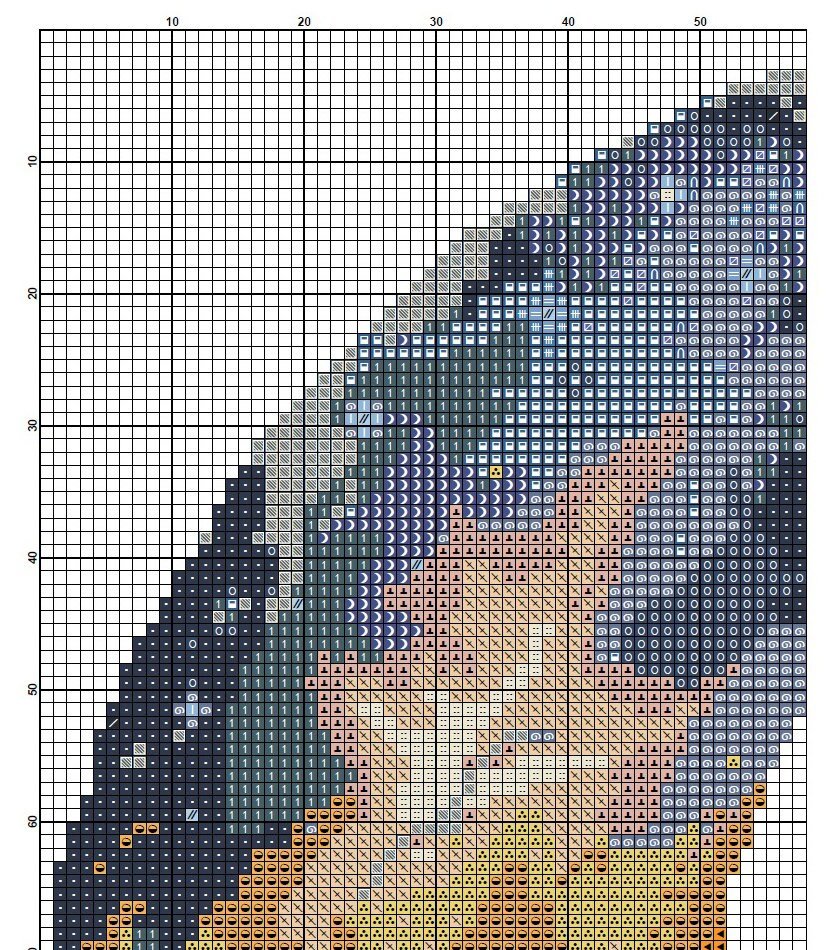 Moon Landscape Cross Stitch Pattern PDF, Day and Night Forest Embroidery Design, Celestial Sky Modern Cross Stitch Digital Download PDF - NuttyHappyHobby