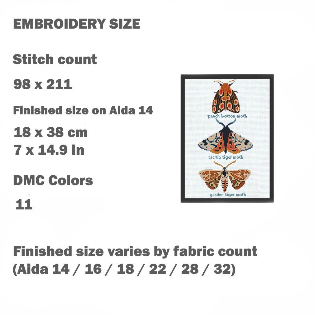 Moth Cross Stitch Pattern PDF Insect Embroidery Vintage Scientific Illustration Nature Wall Art Modern Decor Instant Download - NuttyHappyHobby