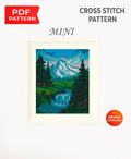 Mountain Landscape Cross Stitch Pattern PDF, Forest Mountains Minimalist Embroidery Design, Nature Modern Cross Stitch Digital Download pdf - NuttyHappyHobby