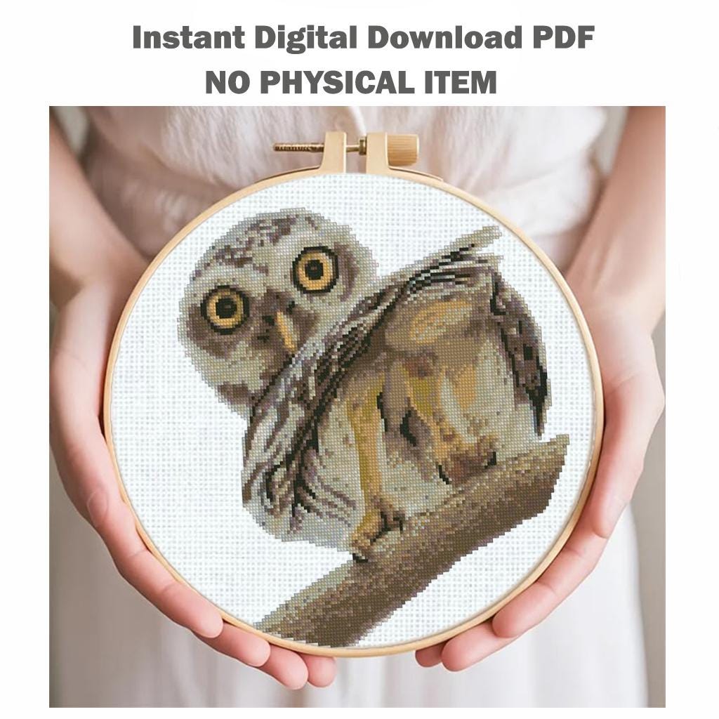 Owl Cross Stitch Pattern Set of 2 PDF Bird Embroidery Cute Owls Animal Pattern Woodland Modern Instant Download Gift - NuttyHappyHobby