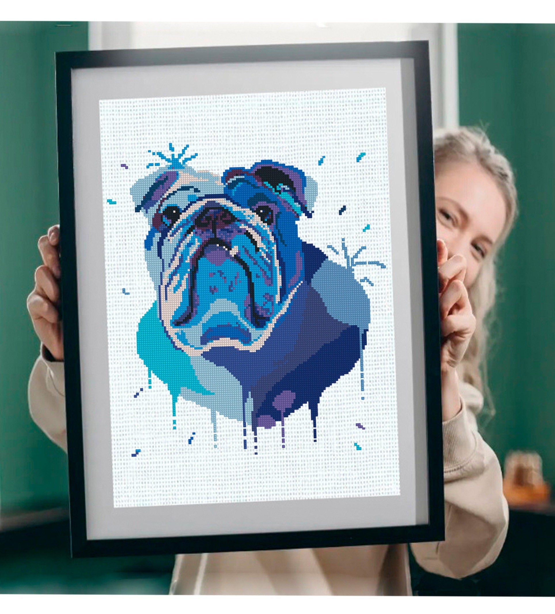 Portrait PET Embroidery digital Pet portrait watercolor, custom cat portrait, custom dog portrait, Individual order cross stitch pattern - NuttyHappyHobby