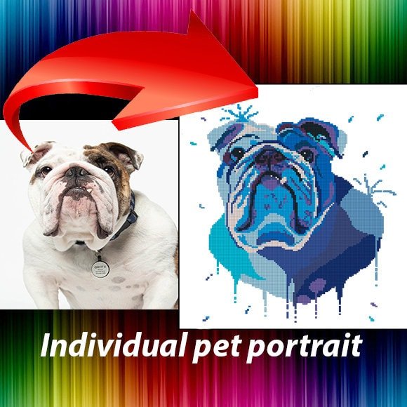 Portrait PET Embroidery digital Pet portrait watercolor, custom cat portrait, custom dog portrait, Individual order cross stitch pattern - NuttyHappyHobby