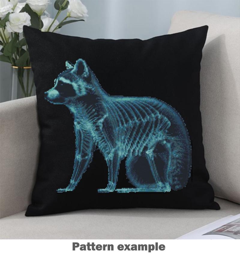 Raccoon X Ray Cross Stitch Pattern PDF, Detailed Animal Skeleton Anatomy Embroidery Design, Gothic Wildlife Wall Art Decor Instant Download - NuttyHappyHobby