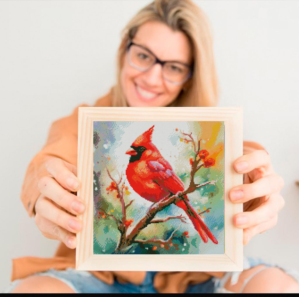 Red Cardinal Bird Cross Stitch Pattern PDF, Cardinal Embroidery Design, Winter Bird Cross Stitch Chart, Nature Needlepoint, Keeper Pattern - NuttyHappyHobby