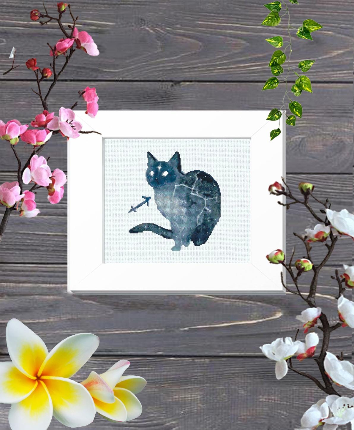 Sagittarius Cat Cross Stitch Pattern PDF, Zodiac Cat Embroidery Design, Astrology Constellation Cross Stitch Chart, Horoscope Needlework - NuttyHappyHobby