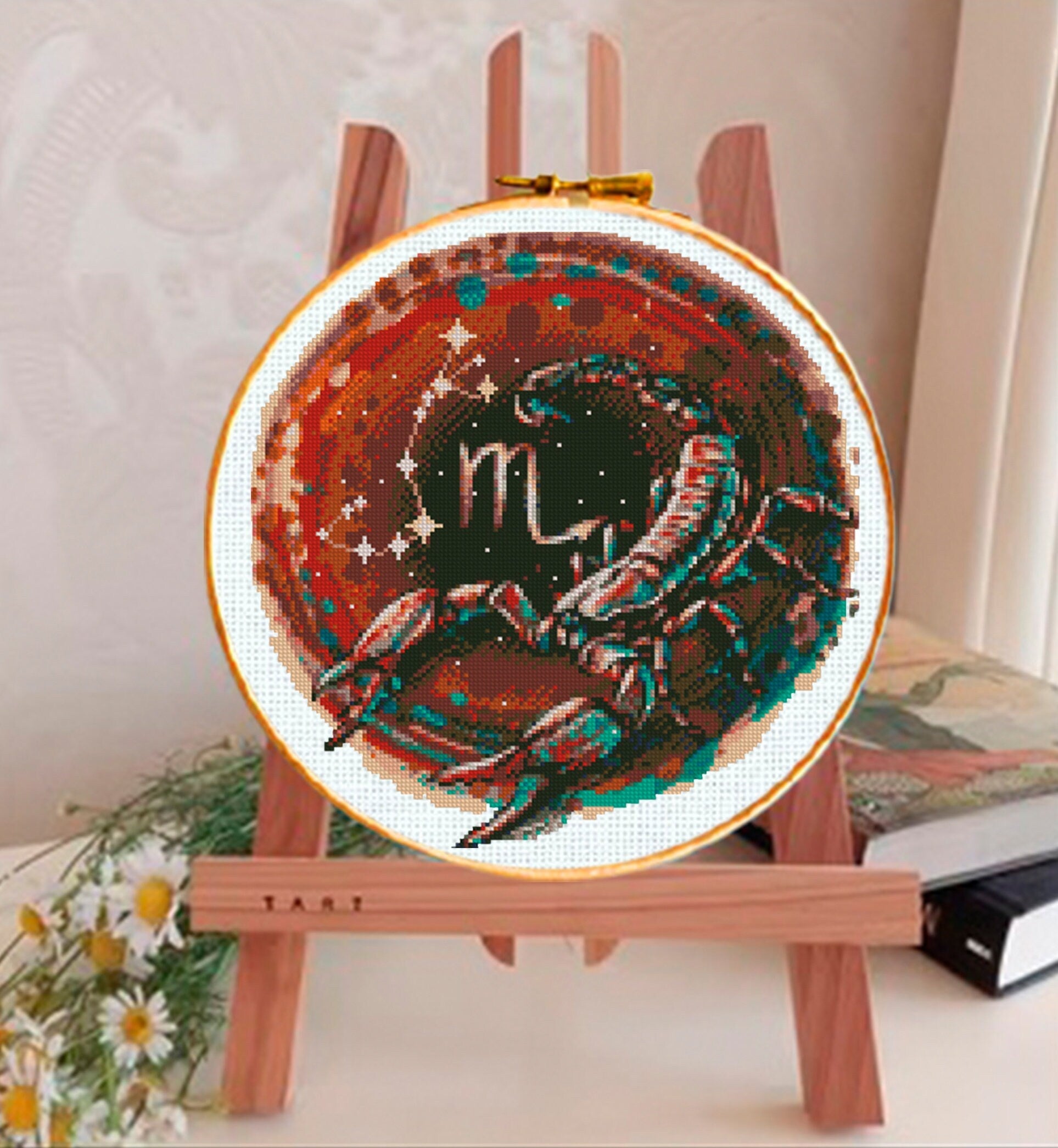 Scorpio Zodiac Cross Stitch Pattern PDF, Scorpio Astrology Embroidery Design, Scorpion Constellation Cross Stitch Chart, Celestial Horoscope - NuttyHappyHobby