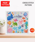 Sea Life Cross Stitch Pattern Set PDF, Ocean Animals Embroidery Bundle, Dolphin Turtle Jellyfish Fish Pattern, Marine Life Cross Stitch - NuttyHappyHobby