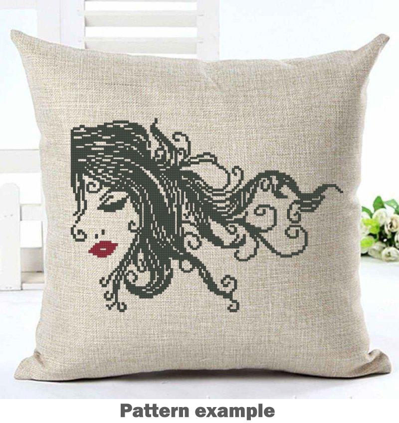 Set of 5 Woman Cross Stitch Patterns PDF Fashion Lady Embroidery Bundle Modern Face Art Instant Download Gift - NuttyHappyHobby