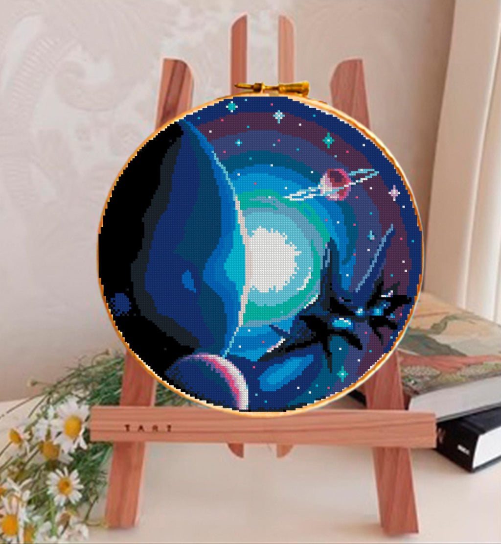 Space Galaxy Cross Stitch Pattern PDF, Planet Embroidery Design, Cosmic Night Sky Cross Stitch Chart, Sci - Fi Needlework, Instant Download - NuttyHappyHobby