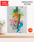 Spine Anatomy Cross Stitch Pattern PDF, Colorful Vertebrae Embroidery Chart, Modern Anatomical Art, Floral Skeleton Needlepoint, Download - NuttyHappyHobby