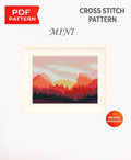 Sunset Mountain Cross Stitch Pattern PDF, Mountain Landscape Embroidery Design, Nature Scenery Modern Cross Stitch Digital Download pdf - NuttyHappyHobby