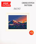 Sunset Mountain Cross Stitch Pattern PDF, Mountain Landscape Embroidery Design, Nature Scenery Modern Cross Stitch Digital Download pdf - NuttyHappyHobby