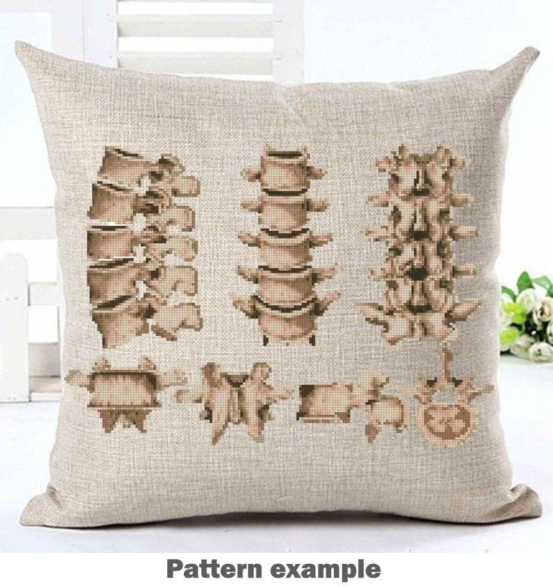 Vertebrae Anatomy Cross Stitch Pattern PDF, Vintage Spine Illustration Embroidery Chart, Human Vertebral Column Medical Art, Doctor Gift - NuttyHappyHobby