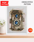 Vintage Camera Cross Stitch Pattern PDF, Retro Camera Embroidery Pattern, Photography Lover Gift, Antique Camera Cross Stitch, Download - NuttyHappyHobby