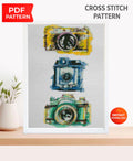 Vintage Camera Cross Stitch Pattern Set PDF, Retro Camera Embroidery Bundle, Photography Cross Stitch Collection, Instant Download pdf - NuttyHappyHobby