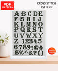 Vintage Serif ABC Alphabet Cross Stitch Pattern PDF, Antique Uppercase Font with Numbers and Symbols, Retro Typography Embroidery Chart - NuttyHappyHobby