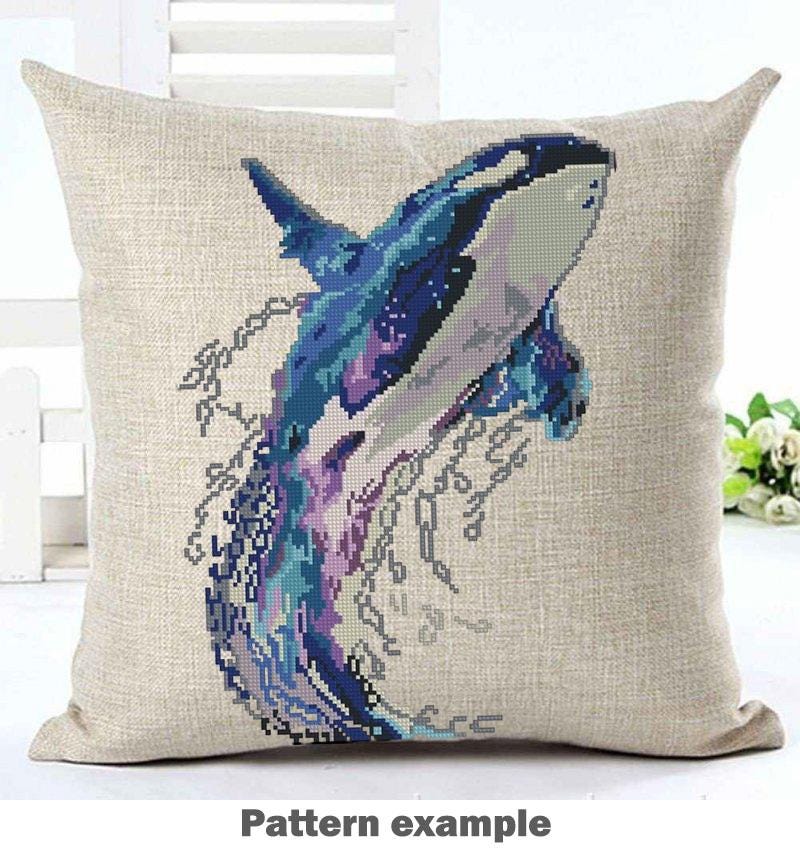 Whale Cross Stitch Pattern PDF, Ocean Embroidery Pattern, Marine Life Cross Stitch, Whale Art Design, Nautical Decor, Instant Download - NuttyHappyHobby