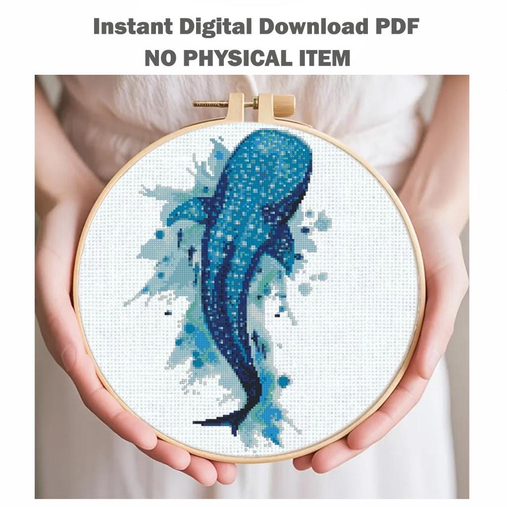 Whale set Cross Stitch Pattern PDF, Ocean Embroidery Pattern, Sea Life Cross Stitch, Whale Shark Pattern, Marine Animal Art,Instant Download - NuttyHappyHobby