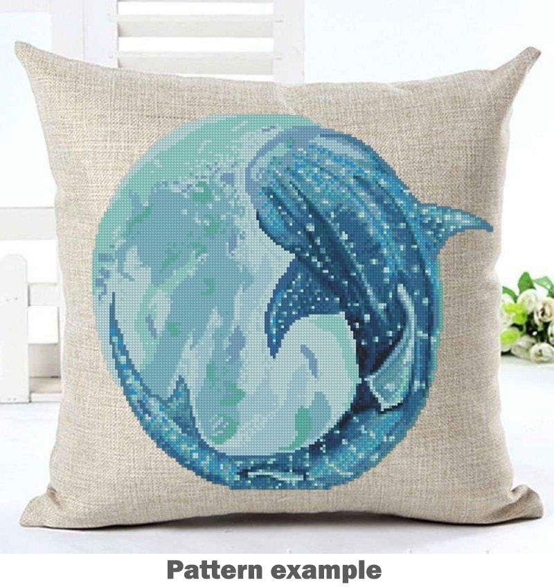 Whale set Cross Stitch Pattern PDF, Ocean Embroidery Pattern, Sea Life Cross Stitch, Whale Shark Pattern, Marine Animal Art,Instant Download - NuttyHappyHobby