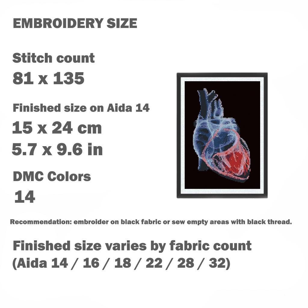 X - Ray Anatomy Cross Stitch Pattern Bundle PDF, Skull and Heart Embroidery Charts, Radiology Style Medical Art Set, Instant Download - NuttyHappyHobby