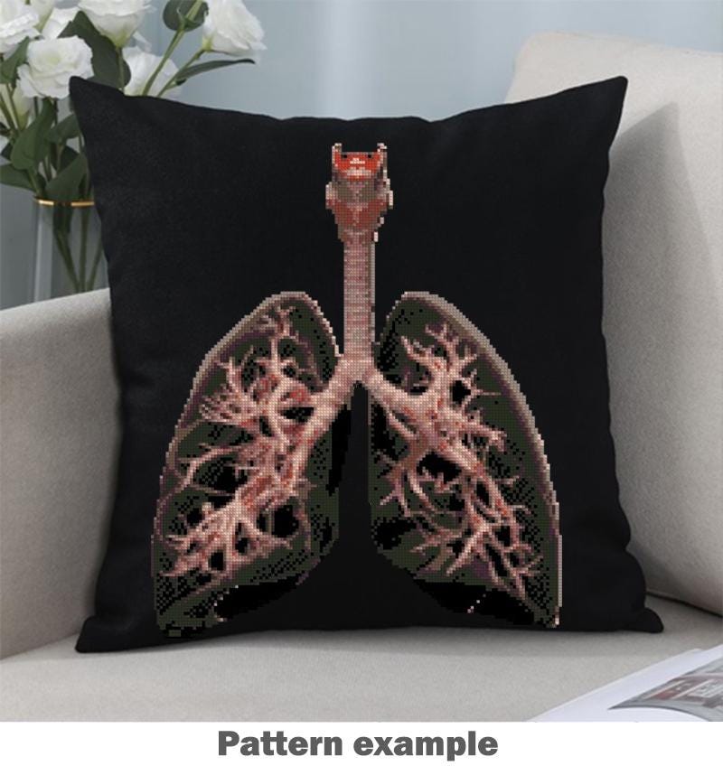 X - Ray Brain and Lungs Cross Stitch Pattern Bundle PDF, Anatomical Embroidery Charts, Radiology Style Medical Art Set, Instant Download - NuttyHappyHobby