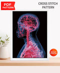 X - Ray Brain Cross Stitch Pattern PDF, Anatomical Human Head Embroidery Chart, Medical Radiology Art, Gothic Anatomy Decor, Instant Download - NuttyHappyHobby