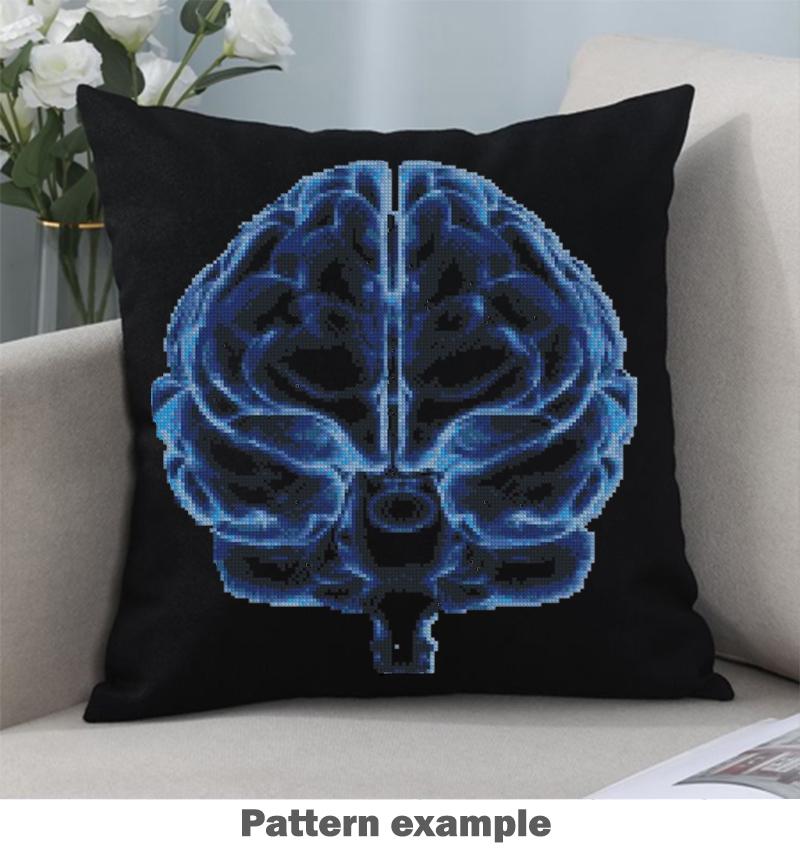 X Ray Brain Cross Stitch Pattern PDF, Radiology Anatomy Embroidery Design, Neuroscience Medical Wall Art Download - NuttyHappyHobby