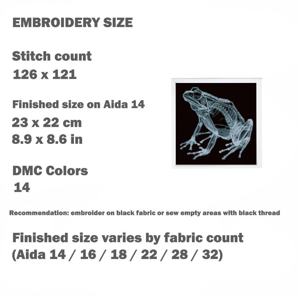 X - Ray Frog Cross Stitch Pattern Pdf, Anatomical Frog Embroidery Chart, Toad Skeleton Pattern, Modern Blackwork Hoop Art, Instant Download - NuttyHappyHobby