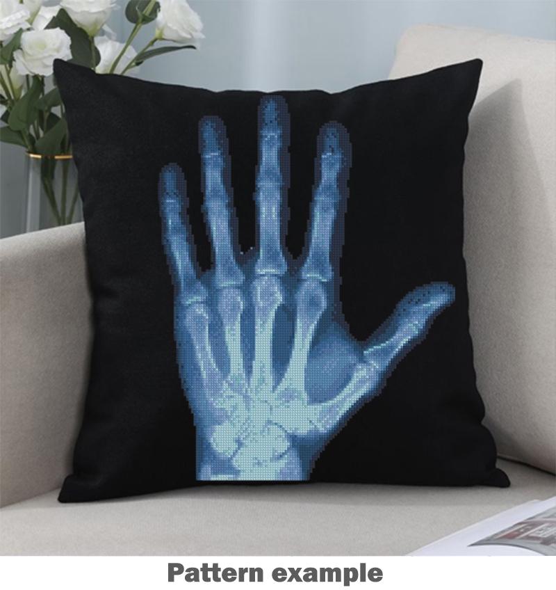 X Ray Hand Cross Stitch Pattern PDF, Skeleton Palm Anatomy Embroidery Design, Radiology Medical Wall Art Download - NuttyHappyHobby