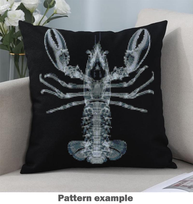 X - Ray Lobster Cross Stitch Pattern PDF, Anatomical Crustacean Embroidery Chart, Marine Biology Art, Skeleton Needlepoint, Instant Download - NuttyHappyHobby
