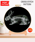 X - Ray Rabbit Cross Stitch Pattern PDF, Anatomical Bunny Skeleton Embroidery Chart, Veterinary Art, Dark Biology Needlepoint, Download - NuttyHappyHobby